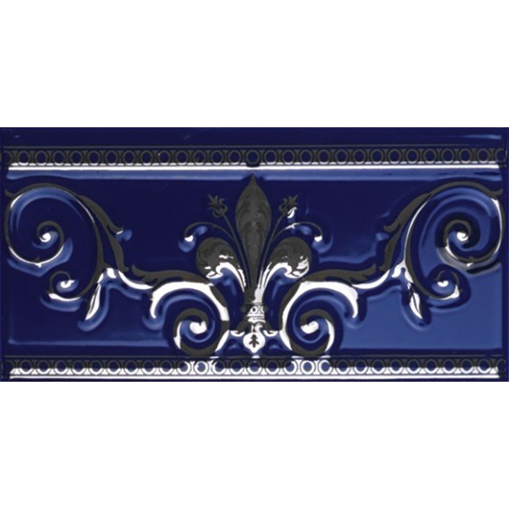 Almera Ceramica Noblesse Cenefa Cobalto Silver Бордюр 10x20 см, Испания, под обои  - фото 1